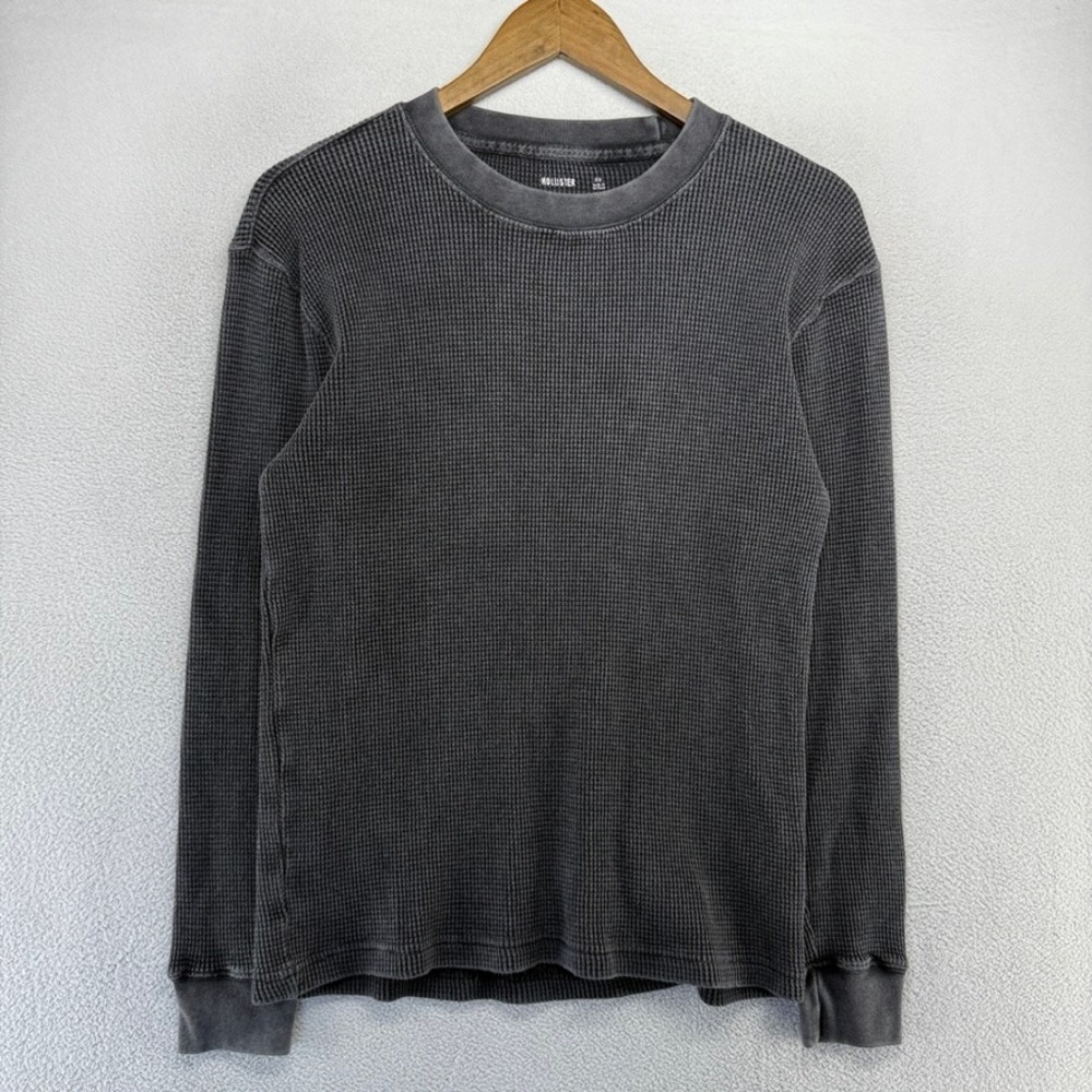 Hollister Thermal Shirt Mens XS Black Long Sleeve Waffle Knit Grunge Base Layer